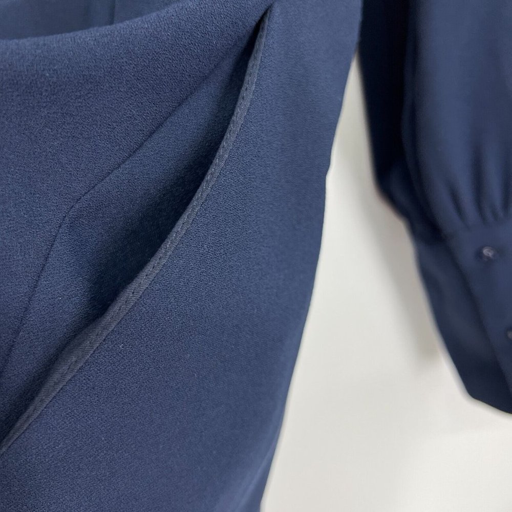Zara Romper Blue Long Sleeve Button Down Front Pockets - Picture 11 of 12